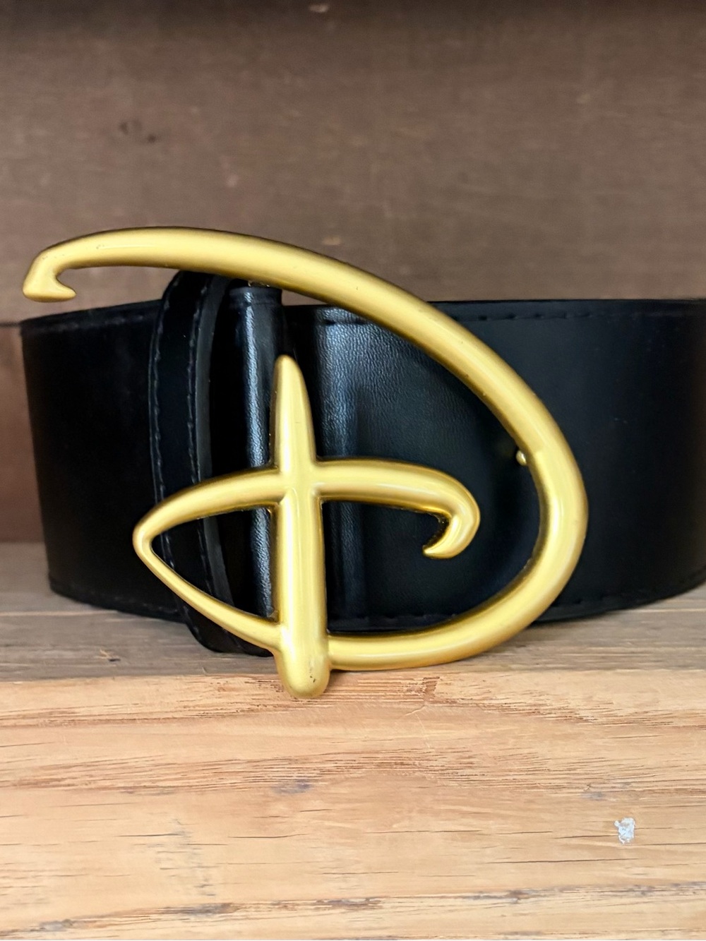 Disney Buckle-Down Signature D Belt Black Gold Plus Size XL